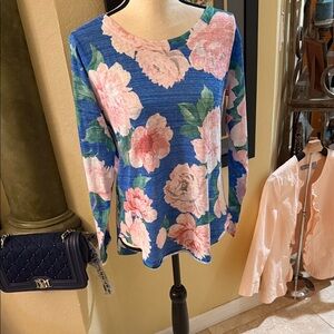 Floral Blue and Pink Women's Top